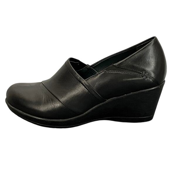 Dansko Rosaline Black Leather Slip On Comfort 3" Wedge Loafer Women 7/38 - Picture 2 of 10